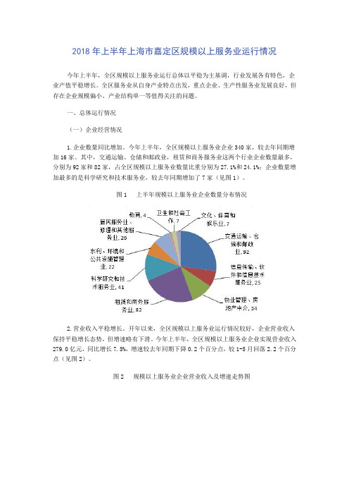 2018年上半年上海市嘉定区规模以上服务业运行情况