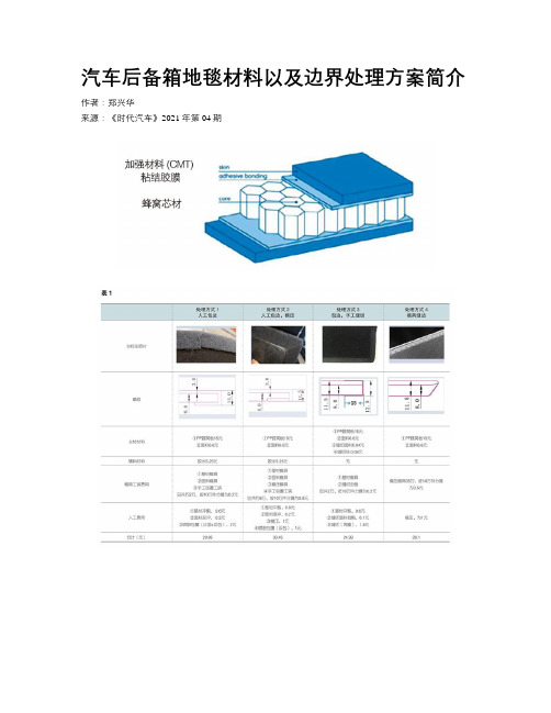 汽车后备箱地毯材料以及边界处理方案简介