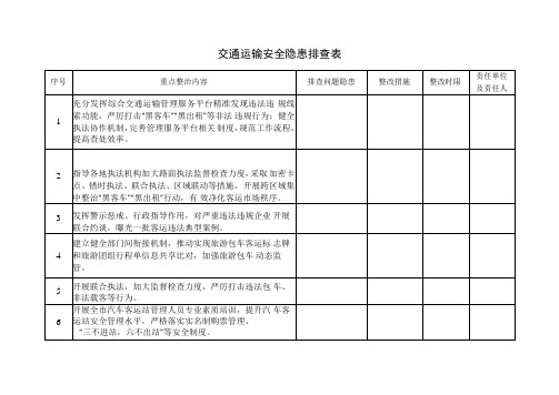 交通运输安全隐患排查表