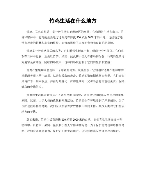 竹鸡生活在什么地方