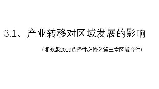 产业转移对区域发展的影响 课件 高二地理上学期湘教版(2019)选择性必修2