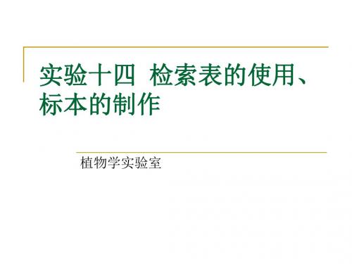 实验十四检索表的使用、标本的制作(精)