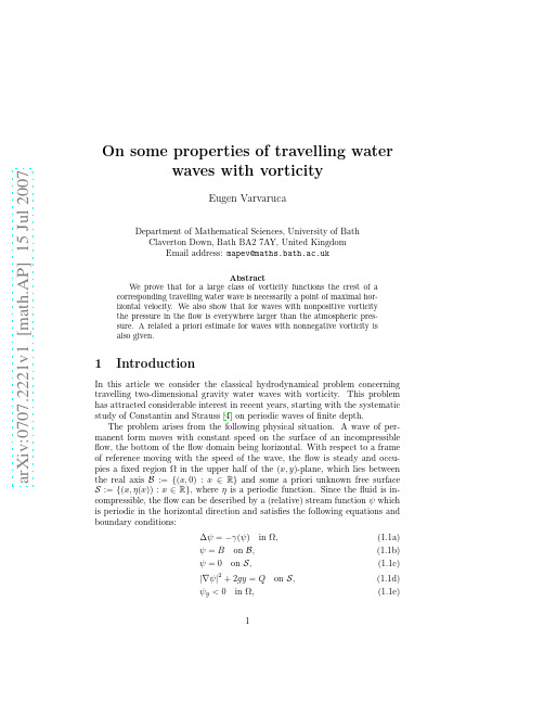 On some properties of travelling water waves with vorticity