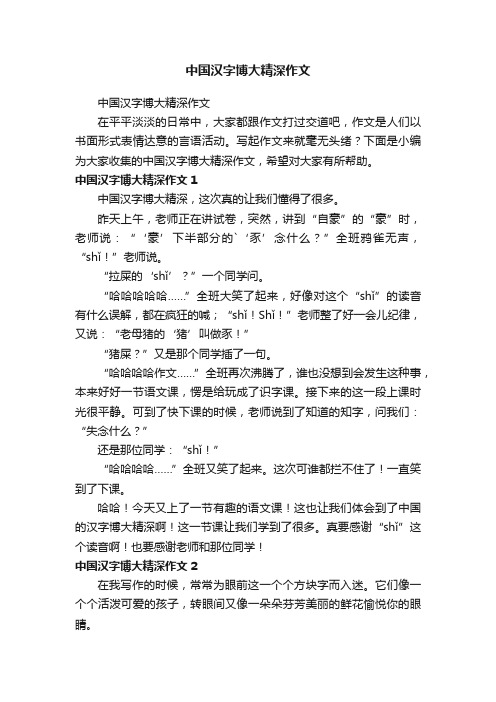 中国汉字博大精深作文