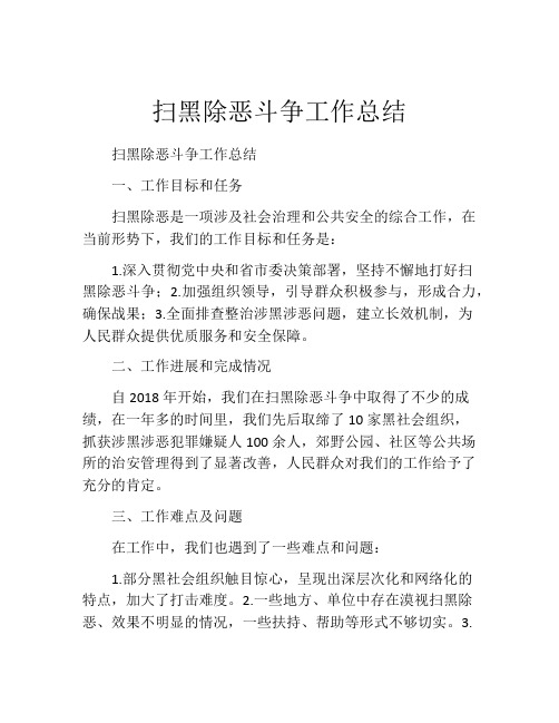 扫黑除恶斗争工作总结