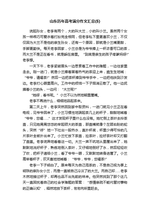 山东历年高考满分作文汇总（5）