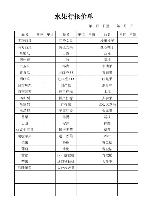 水果行报价单