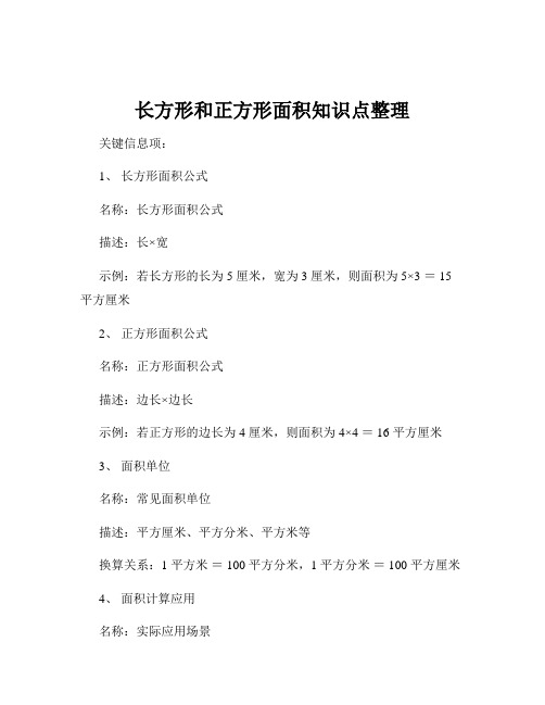 长方形和正方形面积知识点整理