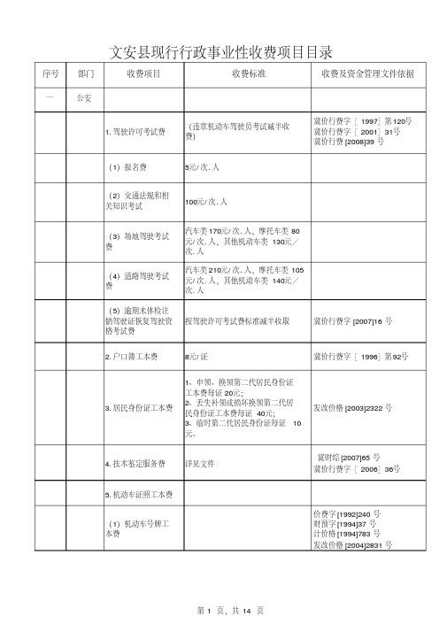 行政事业性收费