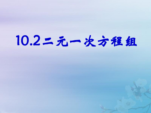 七年级数学下册第10章二元一次方程组10.2二元一次方程组课件3(新版)苏科版