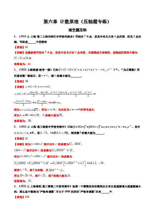 2023-2024学年高二数学单元速记——计数原理(压轴题专练)(解析版)