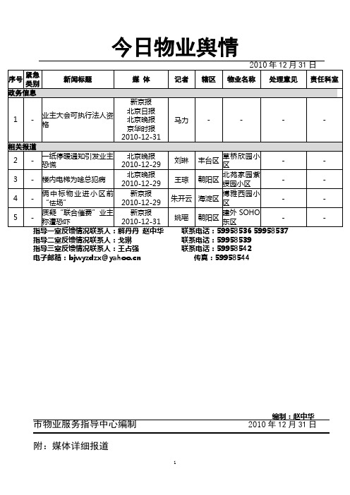 今日舆情2010-12-31