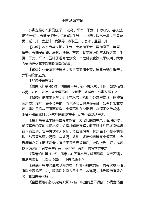 小青龙汤方证