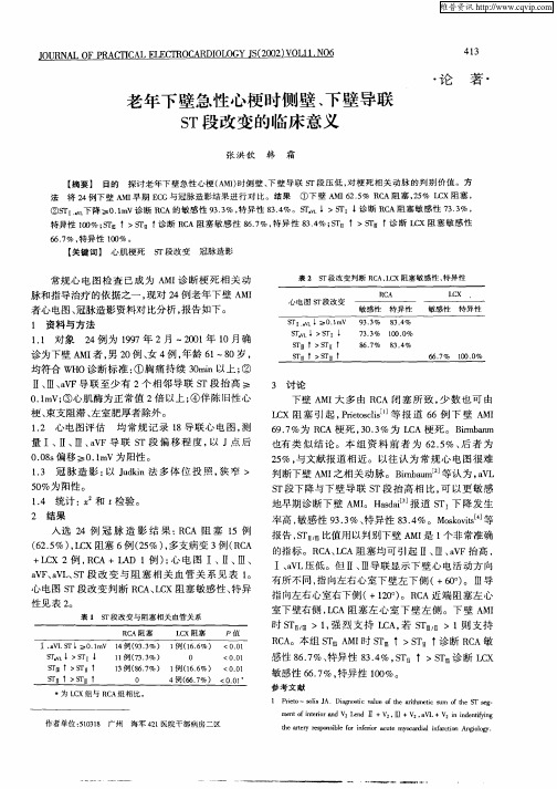 老年下壁急性心梗时侧壁、下壁导联ST段改变的临床意义