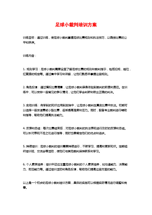 足球小裁判培训方案