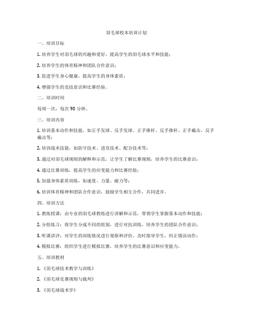 羽毛球校本培训计划