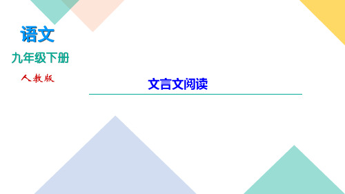 期末专题复习10 文言文阅读 讲练课件——湖北省黄石市九年级语文下册部编版