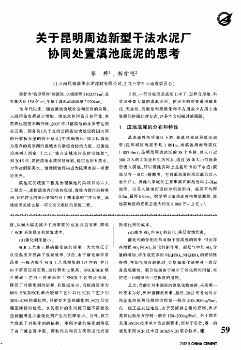 关于昆明周边新型干法水泥厂协同处置滇池底泥的思考