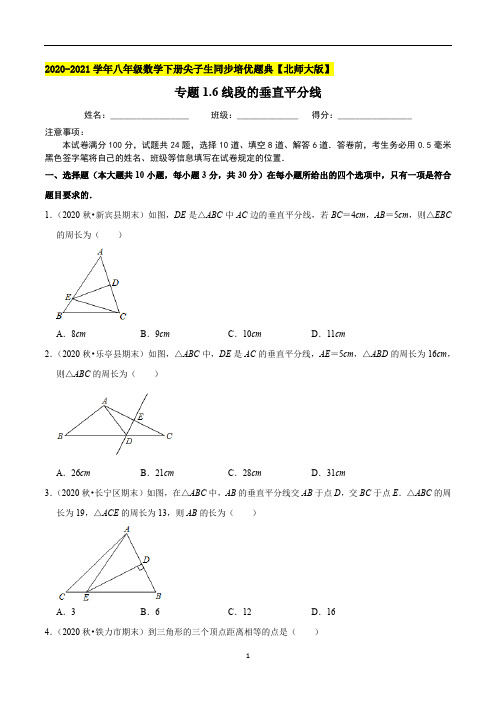 2020-2021学年八年级数学下册尖子生同步培优题典 专题1