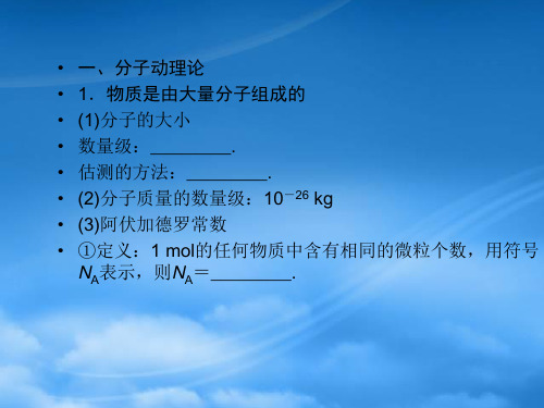 高中物理 分子动理论内能知识点总结课件 新人教选修33