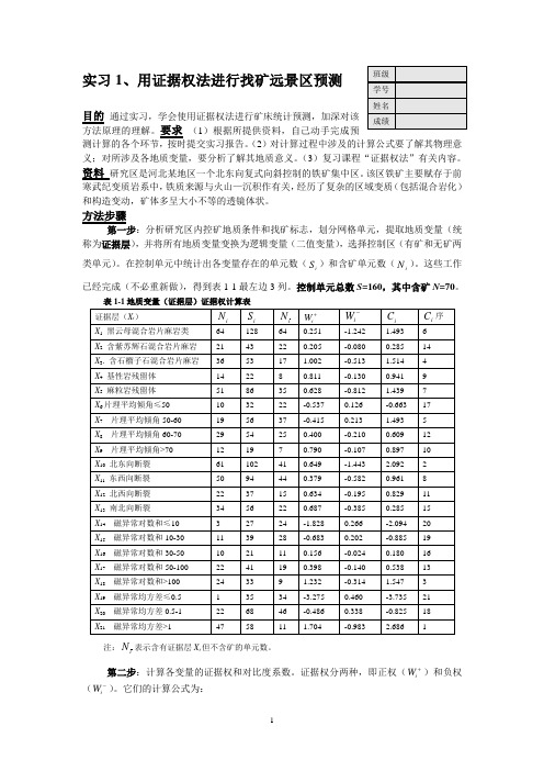 矿床统计预测实习讲义-实习1-证据权法