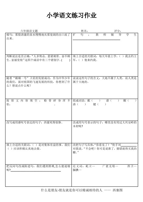 小学六年级语文提高训练III (4)