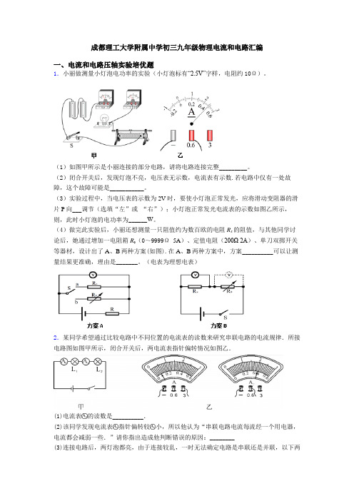 成都理工大学附属中学初三九年级物理电流和电路汇编