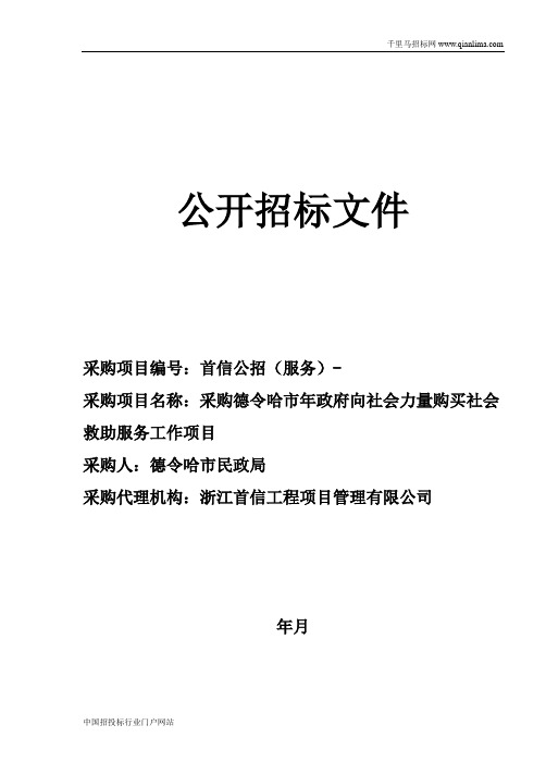 采购政府向社会力量购买社会救助服务工作项目公开招投标书范本