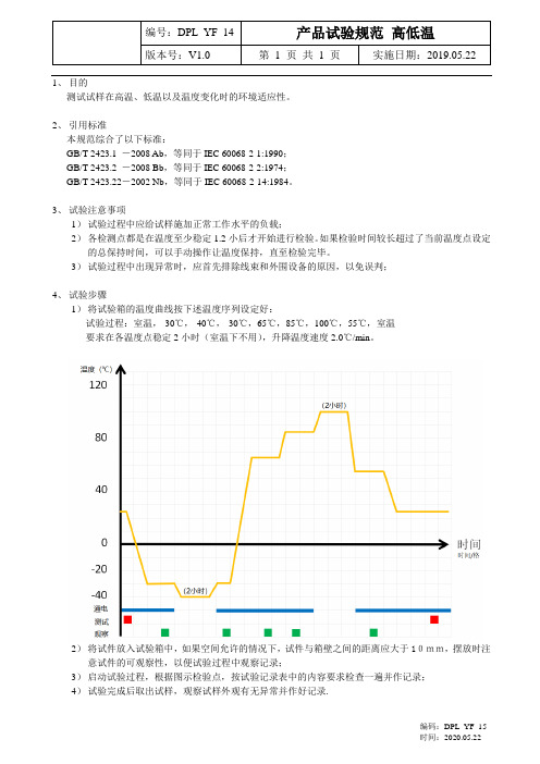 电子厂产品试验规范-高低温