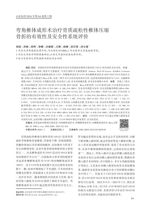 弯角椎体成形术治疗骨质疏松性椎体压缩骨折的有效性及安全性系统评价