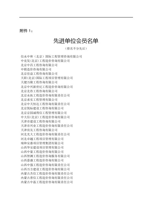 中国建设工程造价管理协会关于公布-先进单位会员