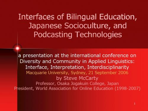 InterfacesofBilingualEducation,JapaneseSocioculture,