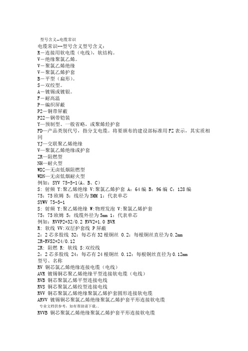 电缆常识--型号含义