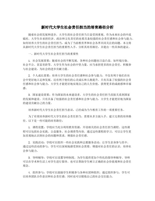 新时代大学生社会责任担当的培育路径分析