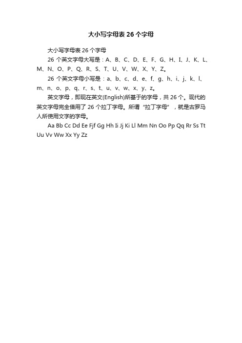 大小写字母表26个字母