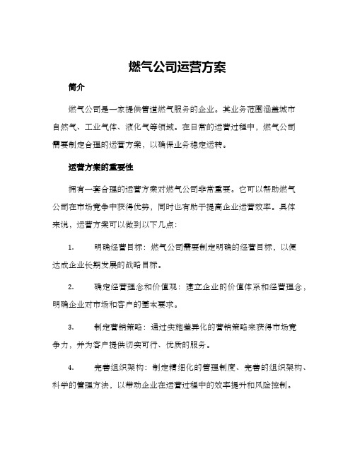 燃气公司运营方案