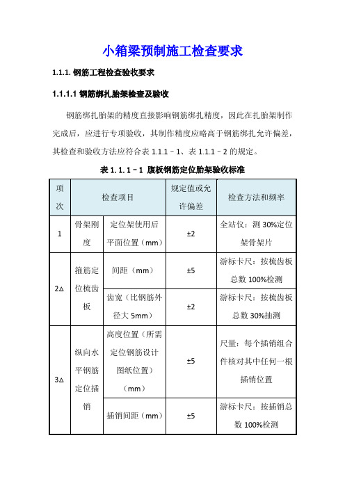 小箱梁预制施工检查要求