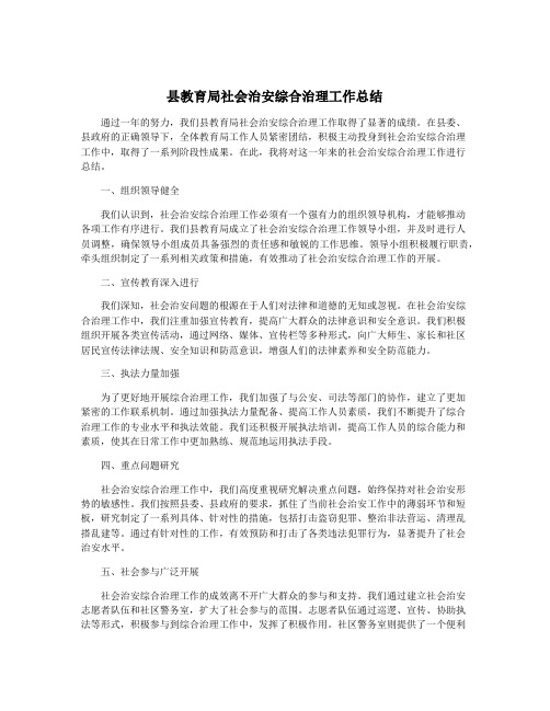 县教育局社会治安综合治理工作总结