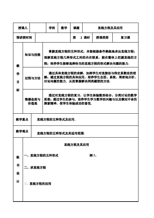 人教A版高中数学必修2《三章 直线与方程  3.2直线的方程  习题3.2》教案_2