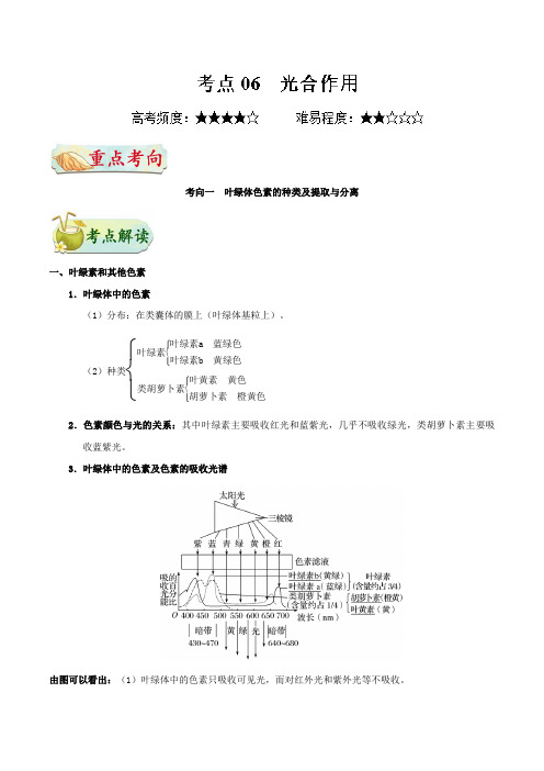 【推荐】考点06+光合作用-备战2019年浙江新高考生物考点一遍过