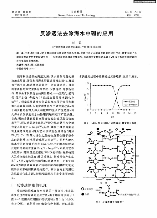 反渗透法去除海水中硼的应用