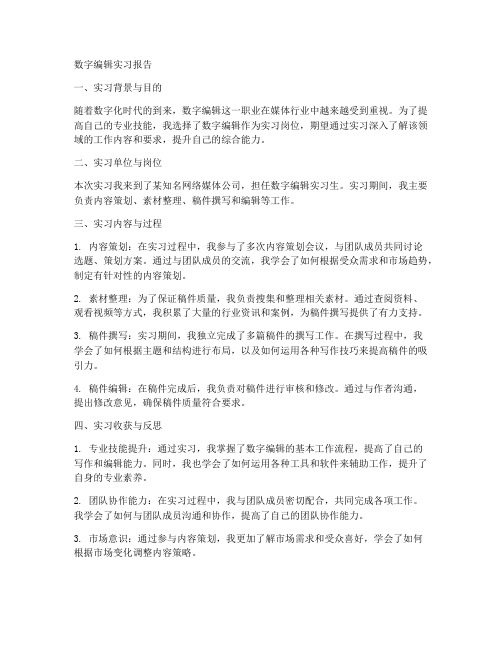 数字编辑实习报告