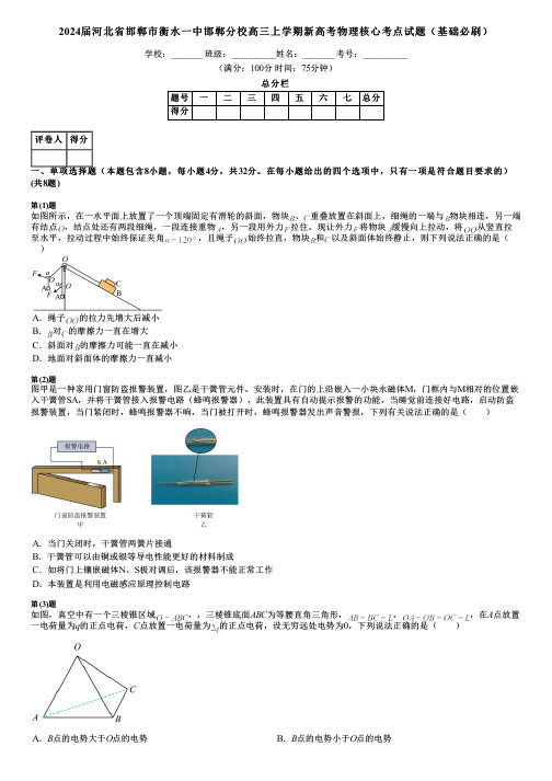 2024届河北省邯郸市衡水一中邯郸分校高三上学期新高考物理核心考点试题(基础必刷)