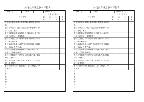 梦飞教育课堂教学评价表