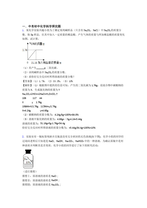 【化学】培优探究题辅导专题训练及答案