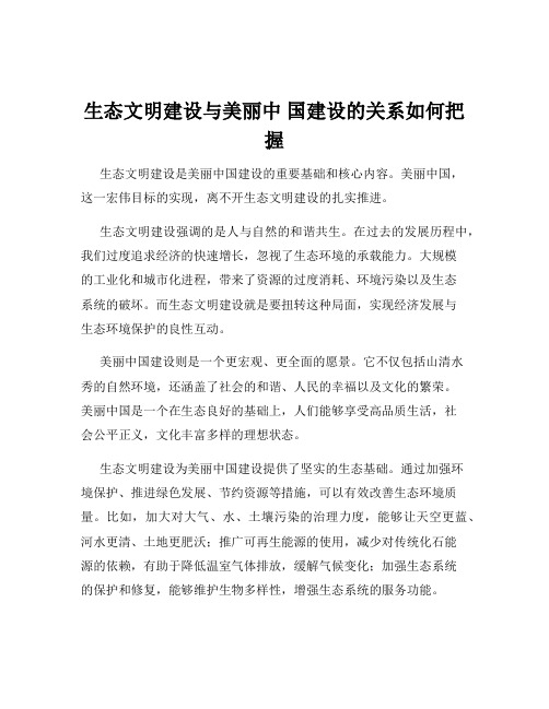 生态文明建设与美丽中 国建设的关系如何把握