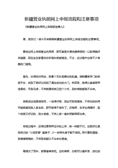 新疆营业执照网上申报流程和注意事项