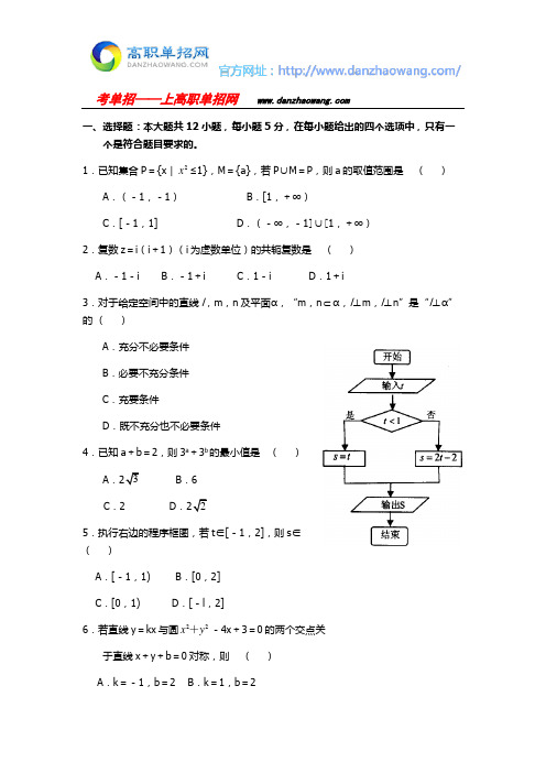 2016江西信息应用职业技术学院数学单招测试题(附答案解析)