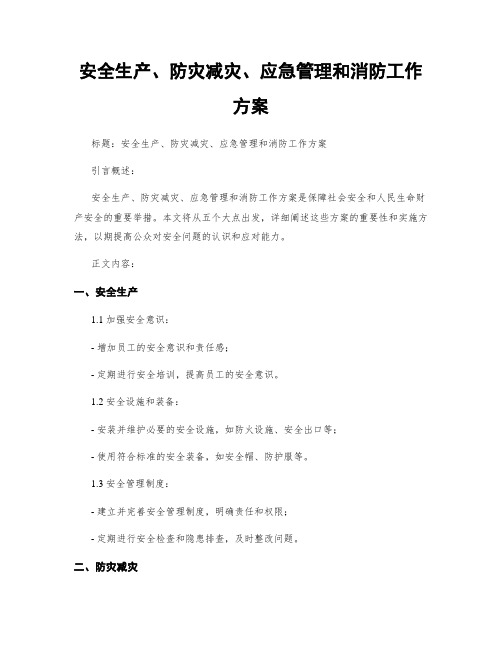 安全生产、防灾减灾、应急管理和消防工作方案 (2)