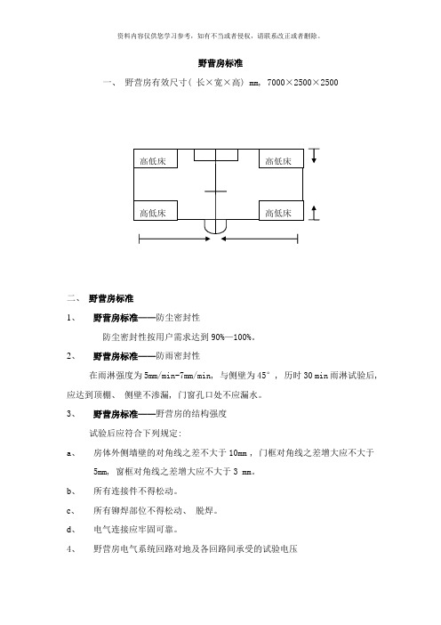 野营房标准样本